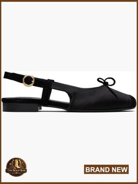 Satin Ballet Flats with Bow Slingback Ankle Strap, Cute Comfortable Dress Shoes